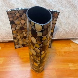 Designer SHAWNA STONEY Inlaid Resin Abalone Shell Tray‎ Plate & Matching Vase